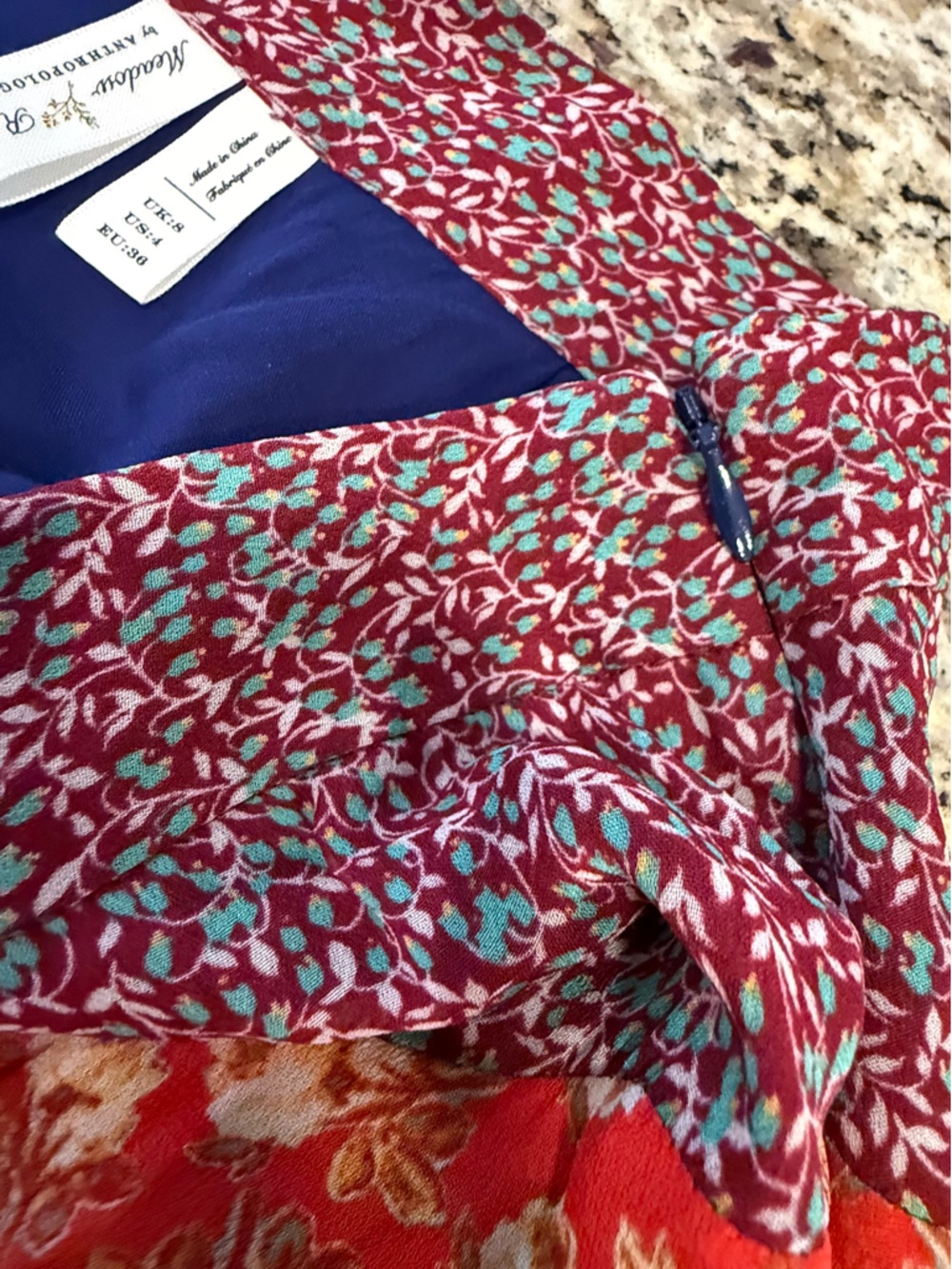 Meadow Rue by Anthropologie floral patchwork midi skirt SZ 4 - Picture 4 of 11